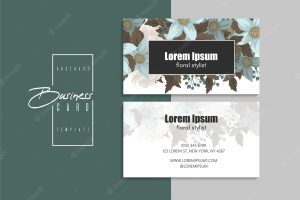 Floral style business card template vector. back and front set