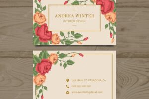 Floral template for business card with flat design