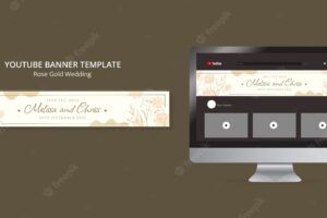 Floral wedding youtube banner template