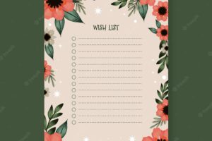 Floral wish list template