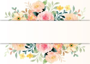 Flower border with watercolor