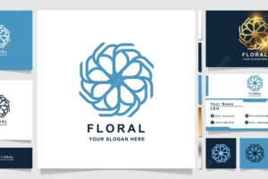 Flower, boutique or ornament logo template with business card design. can be used spa, salon, beauty or boutique logo design.