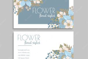 Flower business cards blue flowers