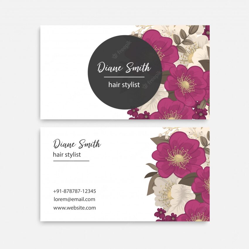 Flower business cards hot pink flowers