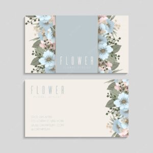 Flower business cards light blue