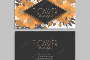 Flower business cards yellow flowers