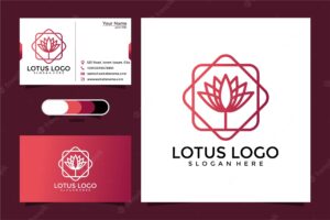 Flower logo design with line style and business card