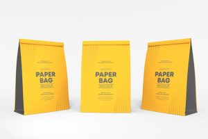 Folded paper bag packaging mockup