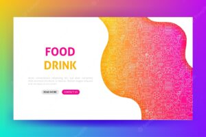 Food drink landing page. vector illustration of web banner.