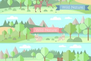 Forest with animals banners