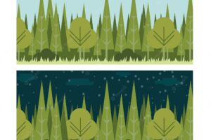 Geometric trees in a landscape banners