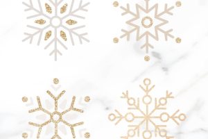 Glittery golden snowflake christmas set social ads template vector