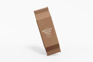 Glossy foil biscuit pack packaging mockup