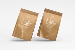 Glossy foil coffee bag packaging mockup