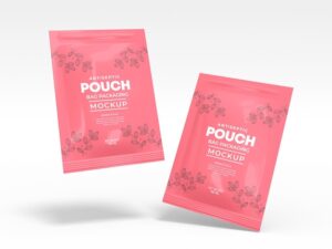 Glossy foil pouch bag packaging  mockup