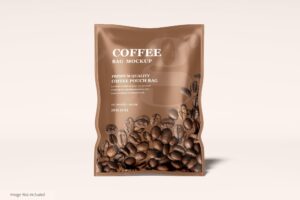 Glossy paper coffee bag branding mockup