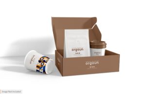 Glossy paper coffee bag packaging mockup