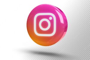 Glowing instagram logo on a realistic 3d circle