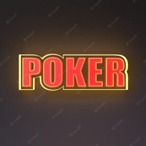 Glowing poker inscription casino element render in 3d