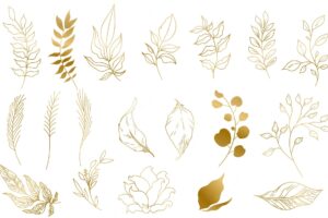 Gold hand drawn plant leafs