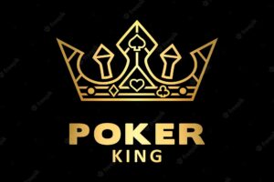 Gold king crown for poker logo with ace