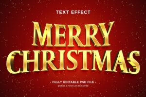 Gold merry christmas text effect