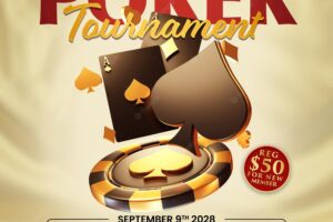 Gold poker tournament casino online social media post invitation template