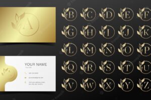Golden alphabet in round frame for logo and branding design.