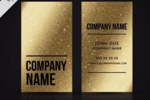 Golden business card made up of metallic paint
