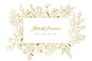 Golden floral plants frame