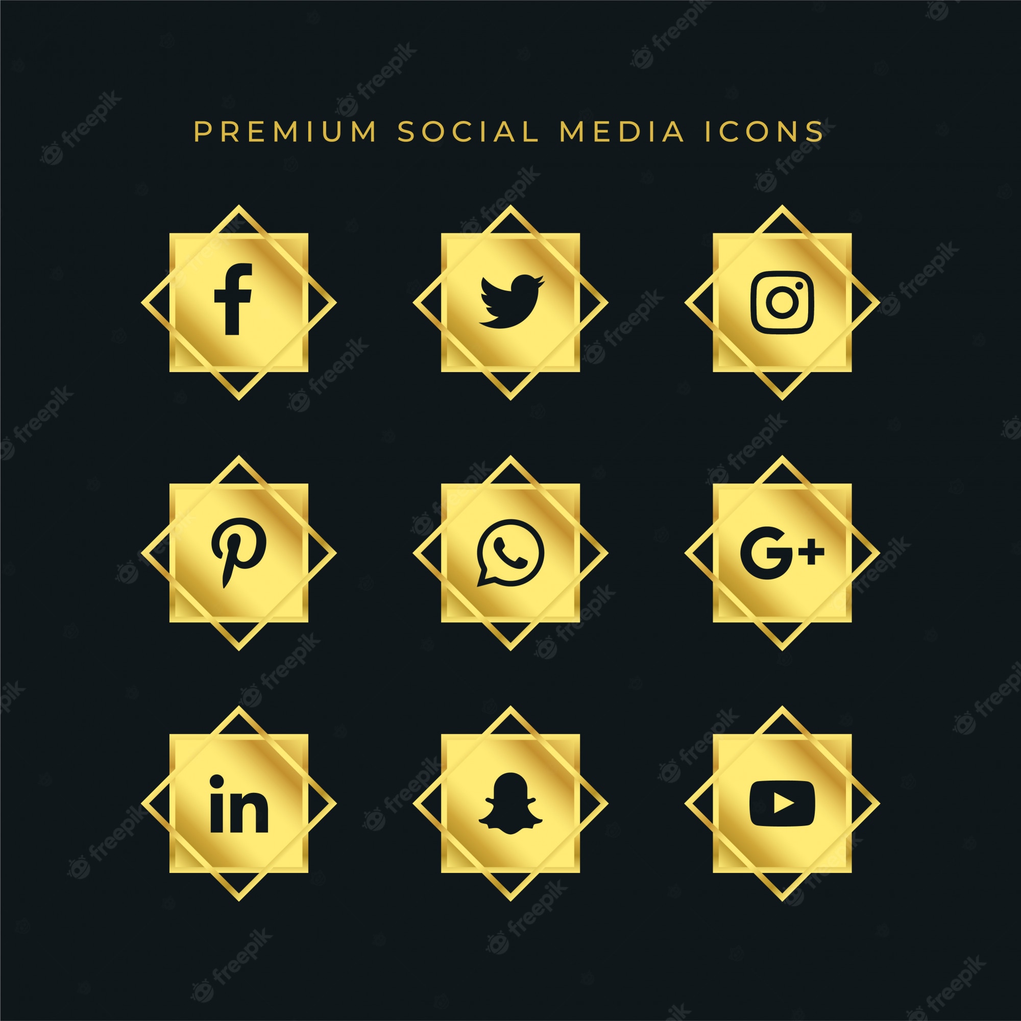 Golden social media icons set - Stokverse