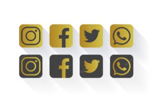 Golden social media logo collection