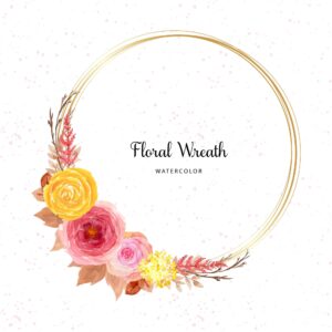 Gorgeous yellow and red watercolor floral wreath