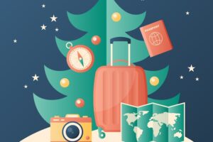Gradient christmas season travel illustration