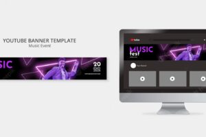 Gradient music event youtube banner template