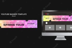 Gradient youtube banner template for musician