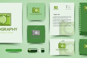 Green camera logo and business branding template designs inspiration isolated on white background