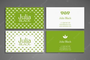 Green modern business card with floral design