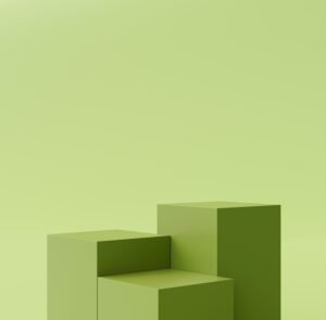 Green pedestal podium for product display stand empty space stage studio background 3d rendering