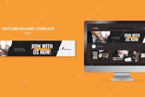 Gym and fitness youtube banner template