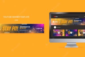 Gym and fitness youtube banner template