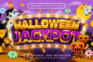 Halloween jackpot 3d text effect with halloween event