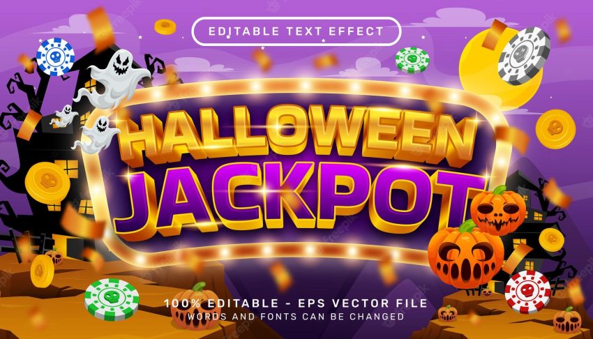 Halloween jackpot 3d text effect with halloween event
