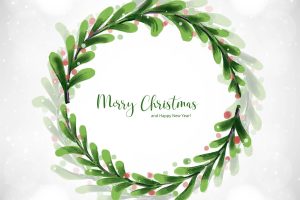 Hand draw decorative christmas wreath holiday card background