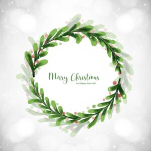 Hand draw decorative christmas wreath holiday card background