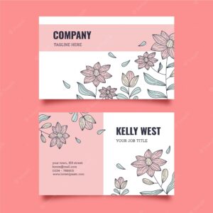Hand drawn botanical business cards template
