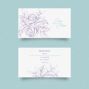 Hand drawn business card template in floral style