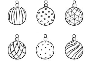 Hand drawn christmas balls set. holiday tree toys. vector elements in doodle style