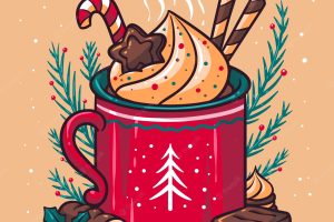 Hand drawn christmas hot chocolate illustration