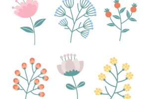 Hand drawn design spring flower collection